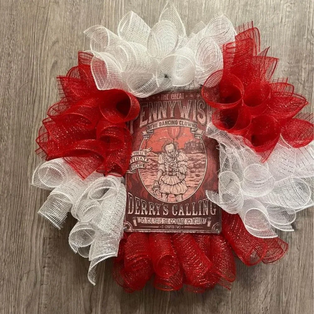 Horror movie wreath! Pennywise- IT movie! Handmade!